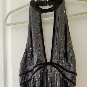 V Neck Black Cocktail Dress